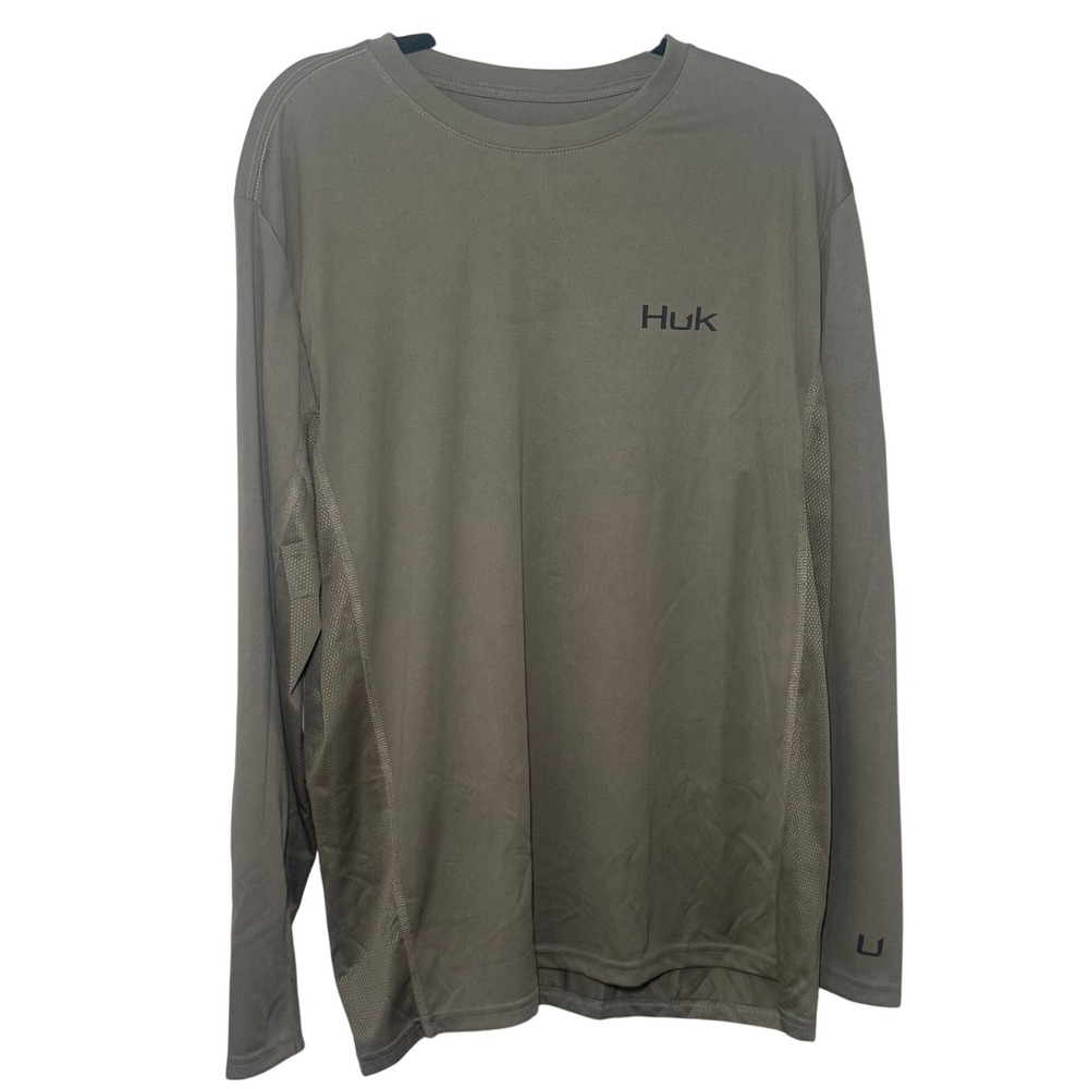 Huk Fishing Performance Shirt Mens XL Long Sleeve Olive Green Moisture‎ Wicking